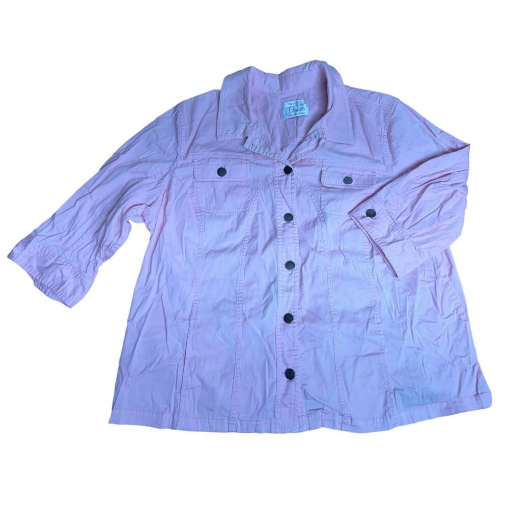 C.J. Banks Pink Stretch Cotton Jacket With Snap Closures
